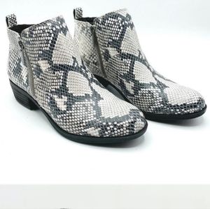 Lucky Brand Ankle Boots Snake Print Leather Basel Almond Toe Moto Women Size 5